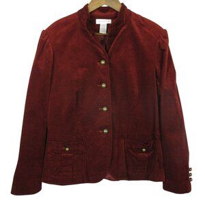 Worthington Women's Rust Corduroy Blazer Jacket 14 With Gold Button Accents